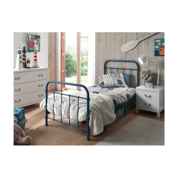 Pat metalic pentru copii Vipack New York, 90 x 200 cm, albastru-image-2