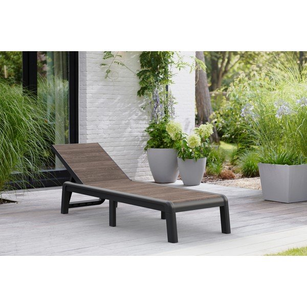 Șezlong de grădină maro închis din plastic ajustabil/pliabil Deco Porto – Keter-image-1