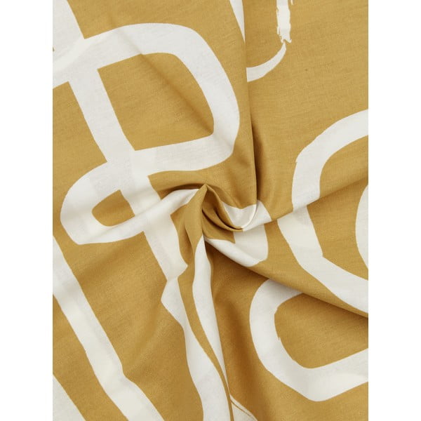 Lenjerie de pat din bumbac percale Westwing Collection Malu, 135 x 200 cm, galben-alb-image-1