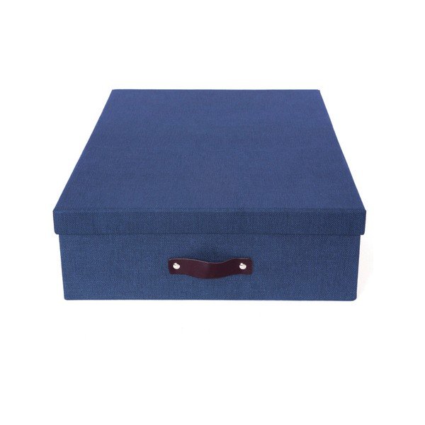 Cutie de depozitare cu 12 compartimente și mâner din piele Bigso Box, 31 x 43 cm, albastru