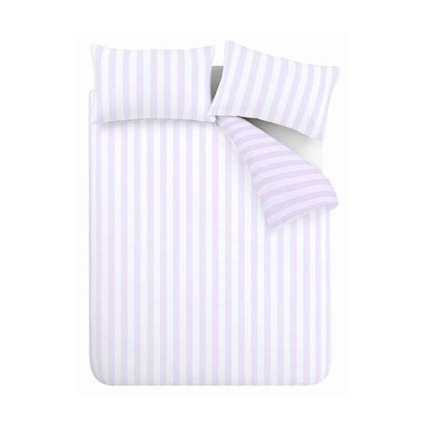 Lenjerie de pat albă-mov lavandă pentru pat de o persoană 135x200 cm Stripe Tease – Sassy B