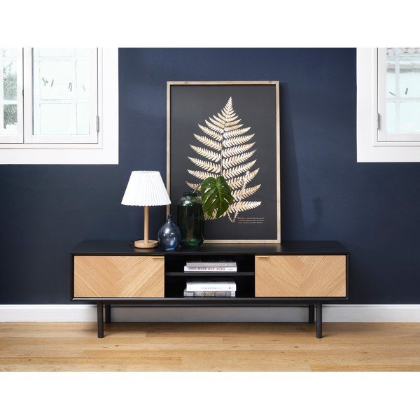 Comodă TV cu detalii cu aspect de lemn de stejar Unique Furniture Calvi-image-1