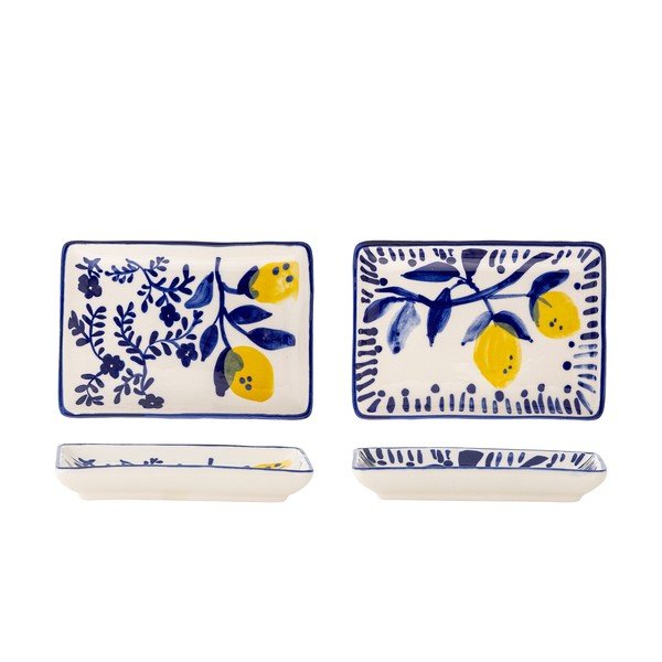 Farfurii albe/albastre 2 buc. pentru desert  din gresie Maxima – Bloomingville