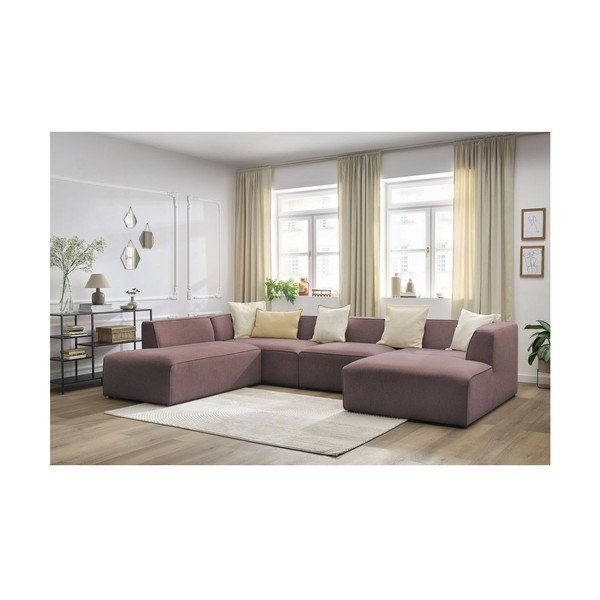 Colțar modular roz (cu colț pe partea stângă/în formă de "U") Megeve – Bobochic Paris-image-4