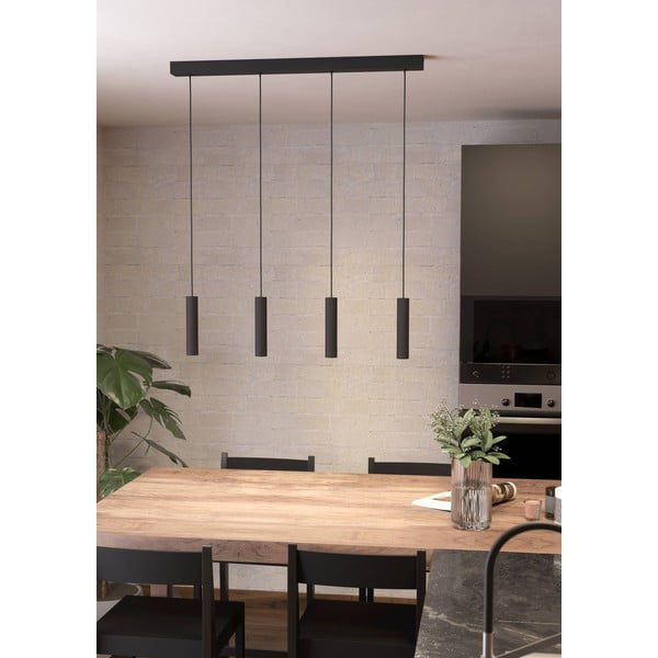 Lustră neagră LED cu abajur din metal ALMUDAINA – EGLO-image-1