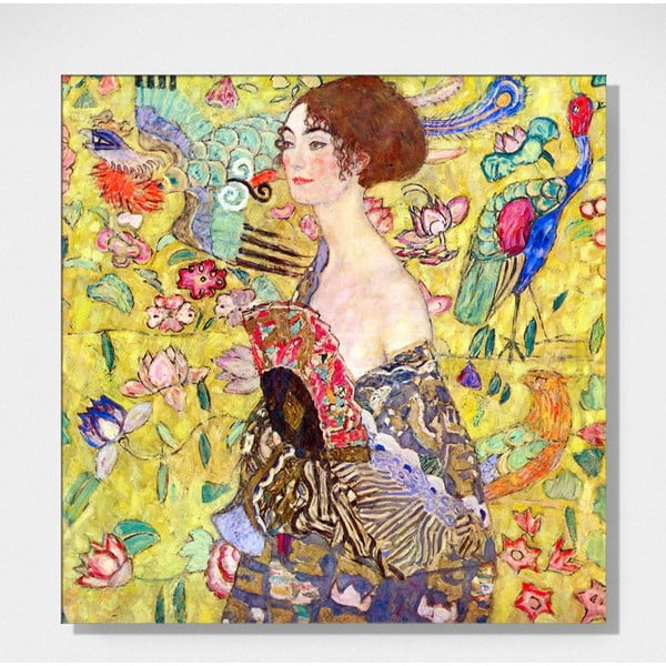 Reproducere pe pânză după Gustav Klimt - Lady With Fan, 50 x 50 cm-image-1