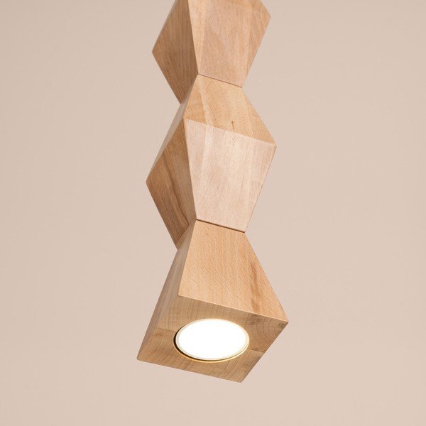Lustră în culoare naturală din lemn de fag ø 8 cm Cubo – Sollux-image-2
