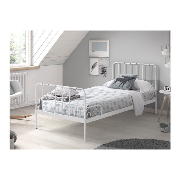Pat metalic pentru copii Vipack Alice, 90 x 200 cm, alb-image-2
