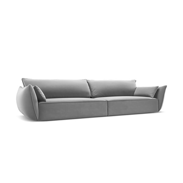 Canapea gri deschis cu tapițerie din catifea 248 cm Vanda – Mazzini Sofas-image-2
