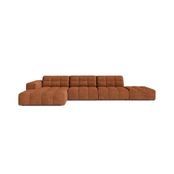 Colțar teracotă cu tapițerie din chenille (cu colț pe partea stângă/cu șezlong) Chicago – Cosmopolitan Design