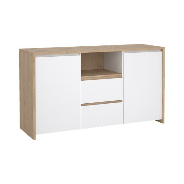 Comodă albă-în culoare naturală cu aspect de lemn de stejar 149x84x48 cm Next – Tvilum-image-2