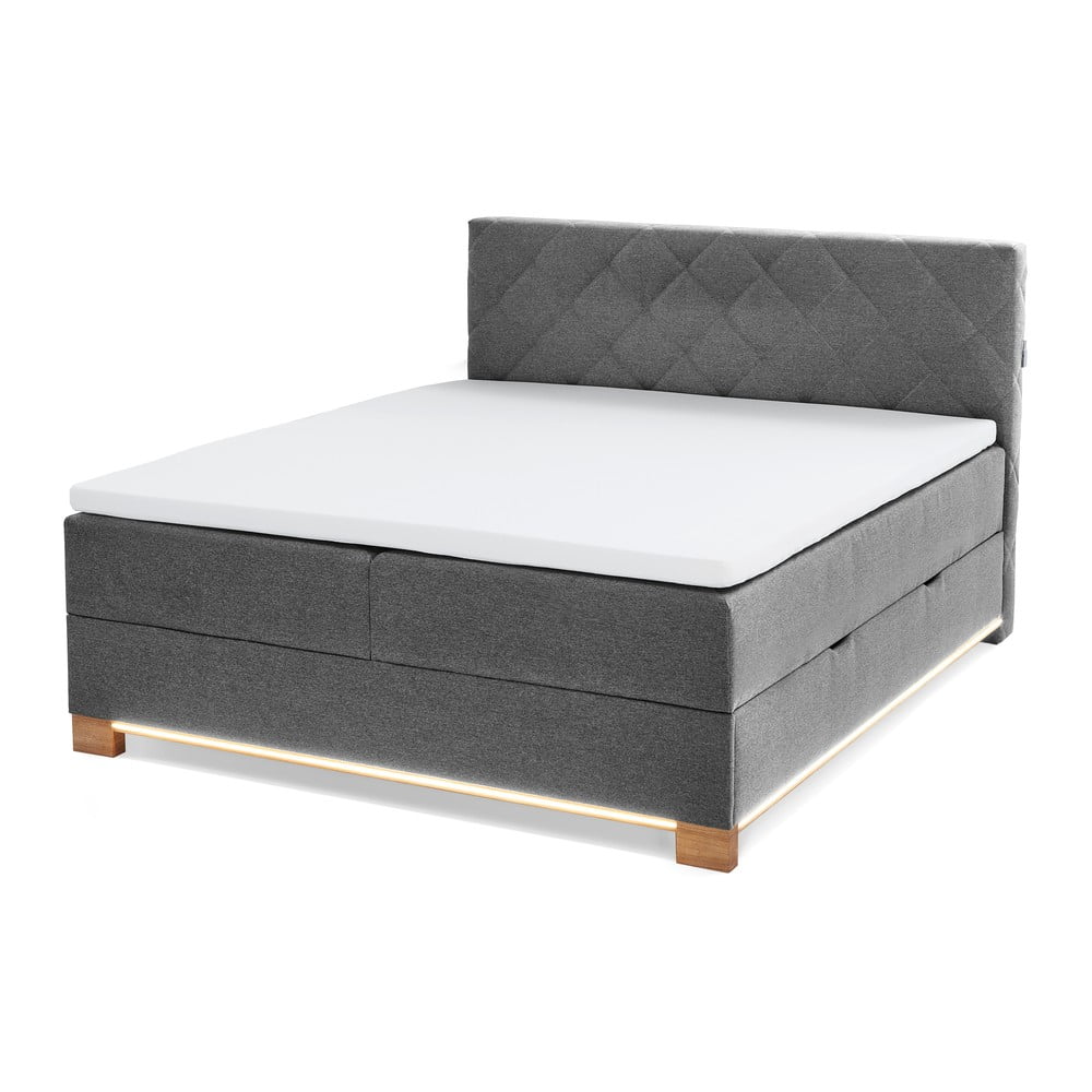 Pat boxspring gri cu spațiu de depozitare 180x200 cm Messina – Meise Möbel
