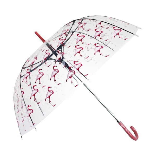 Umbrelă transparentă Ambiance Flamingos, ⌀ 100 cm