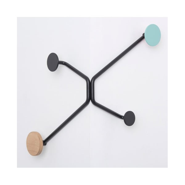 Cuier negru de perete, colț exterior, Gazzda Hook, detaliu verde mentolat-image-2