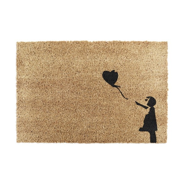 Covoraș de intrare din fibre de nucă de cocos 40x60 cm Girl With a Ballon – Artsy Doormats