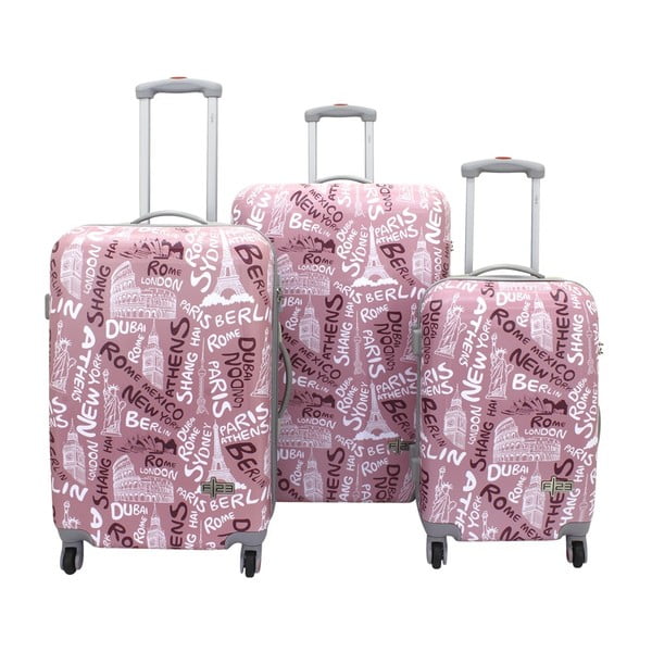 Set 3 valize Friedrich Lederwaren Tourist, roz
