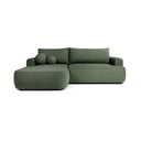 Colțar verde extensibil cu tapițerie din țesătură bouclé (cu colț pe partea stângă ) Quinoa – Bonami Selection