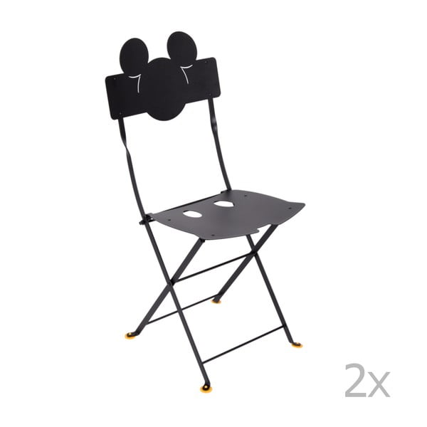 Set 2 scaune pliabile de grădină Fermob Bistro Mickey, negru