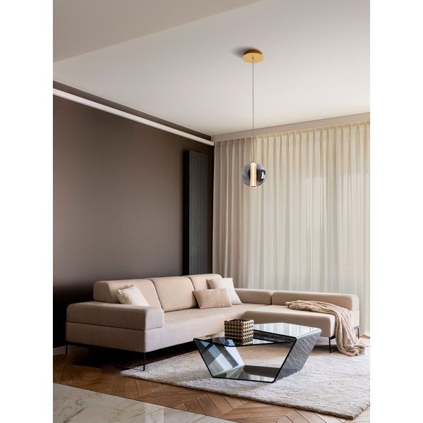 Lustră gri LED din metal cu abajur din sticlă ø 22 cm Navi – Nova Luce-image-1