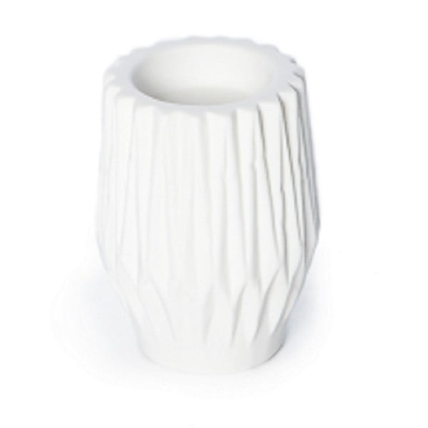 Sfeșnic din ceramică Simla Geometric, înălțime  10 cm, alb