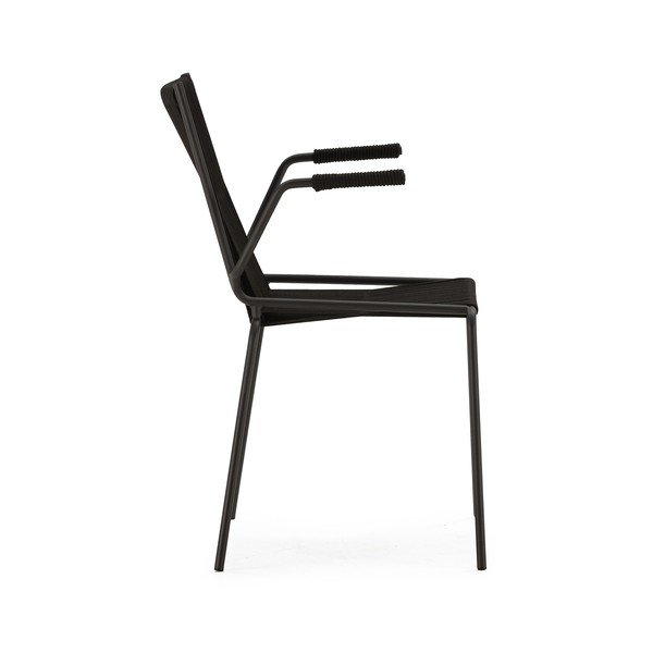 Scaune de dining negre cu cotiere/stivuibile 2 buc. din metal Emily – Marckeric-image-3