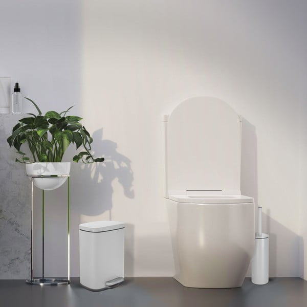 Coș de gunoi alb mat cu pedală din oțel 5 l   Akira – Spirella-image-4