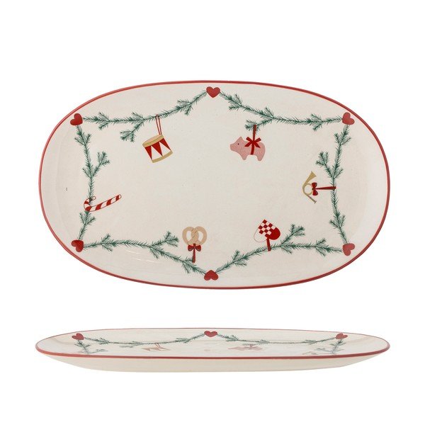 Tavă din gresie ceramică 23x38,5 cm  cu model de Crăciun Yule – Bloomingville-image-3