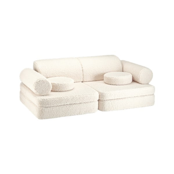 Canapea pentru copii crem cu tapițerie din țesătură bouclé 132 cm Settee – Wigiwama