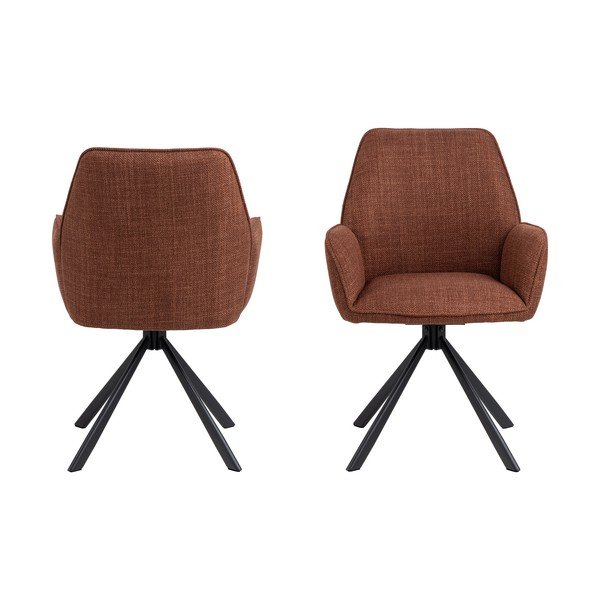 Set de scaune de sufragerie cărămiziu cu cotiere 2 buc. tapițat Glenda – Actona-image-2