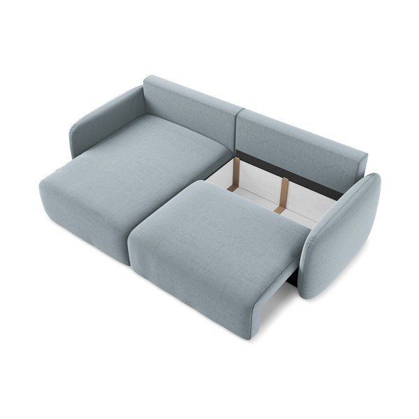 Colțar albastru extensibil/cu spațiu de depozitare cu tapițerie din catifea (cu colț pe partea stângă/cu șezlong) Kalena – Makamii-image-4