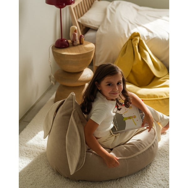 Fotoliu puf pentru copii bej cu tapițerie din catifea Bunny – Wigiwama-image-3