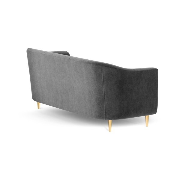 Canapea cu tapițerie din catifea Kooko Home Corde, 175 cm, gri închis-image-3