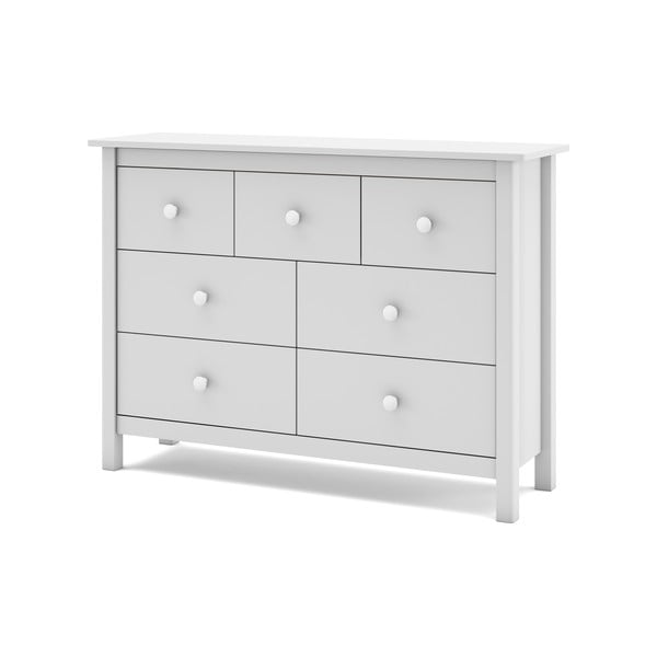 Comodă pentru copii albă joasă din lemn de pin 110x80 cm Max – Marckeric-image-4