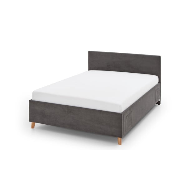 Pat pentru copii  gri antracit tapițat cu spațiu de depozitare cu somieră 120x200 cm Cool – Meise Möbel
