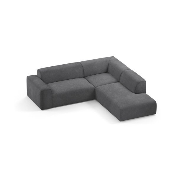 Colțar din catifea Marie Claire Home Karen, 260 cm, colț dreapta, gri antracit-image-3