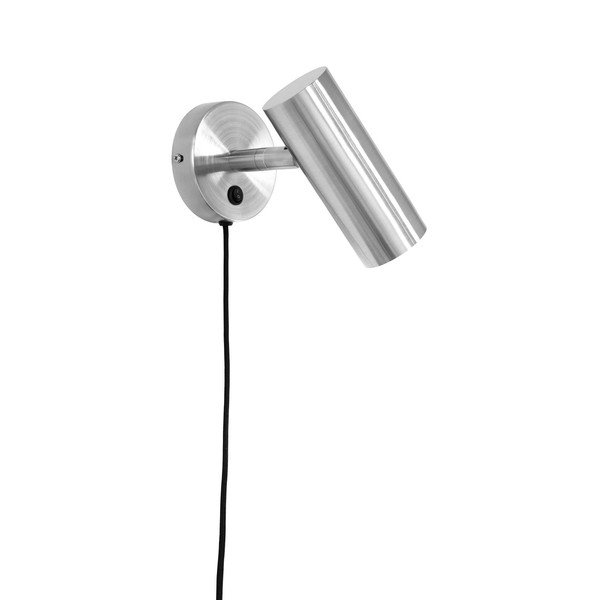 Aplică de perete argintie din oțel cu alimentare la priză Paris – House Nordic