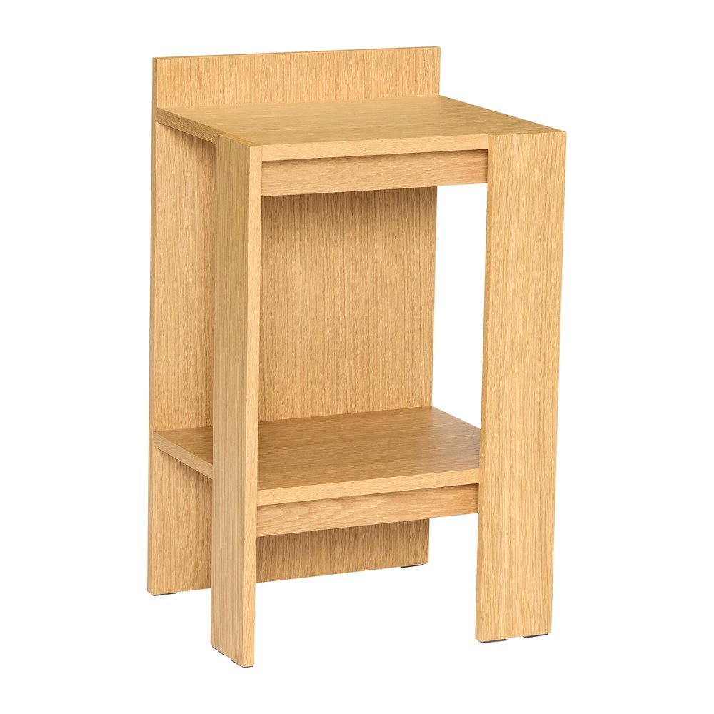 Noptieră în culoare naturală cu rafturi cu aspect de lemn de stejar Merge – Hübsch