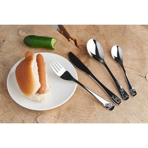 Tacâmuri  argintii din oțel inoxidabil pentru copii 4 buc. Forest Animals – Zilverstad-image-1