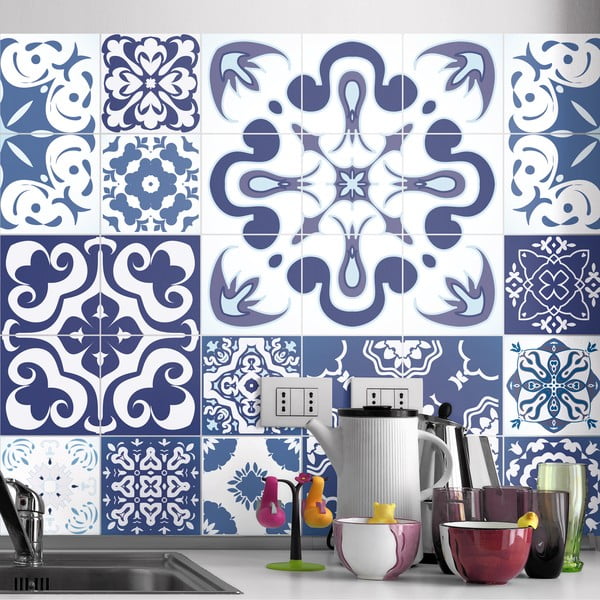 Set 24 autocolante Ambiance Azulejos Polka, 120 x 100 cm