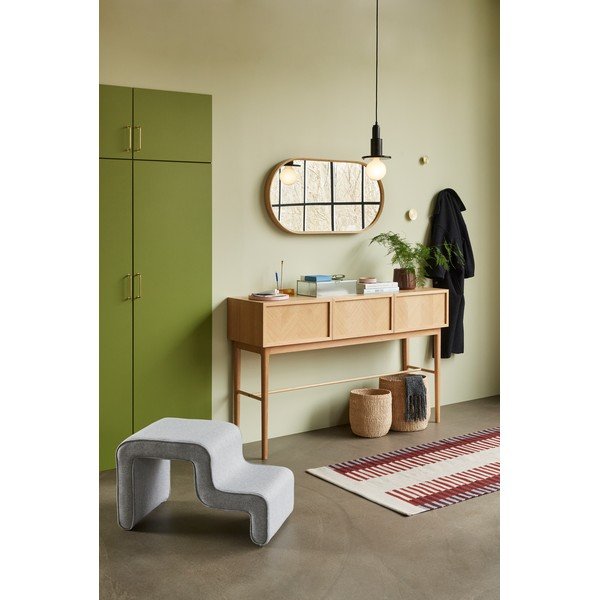 Masă consolă în culoare naturală cu aspect de lemn de stejar 38x150 cm Herringbone – Hübsch-image-1