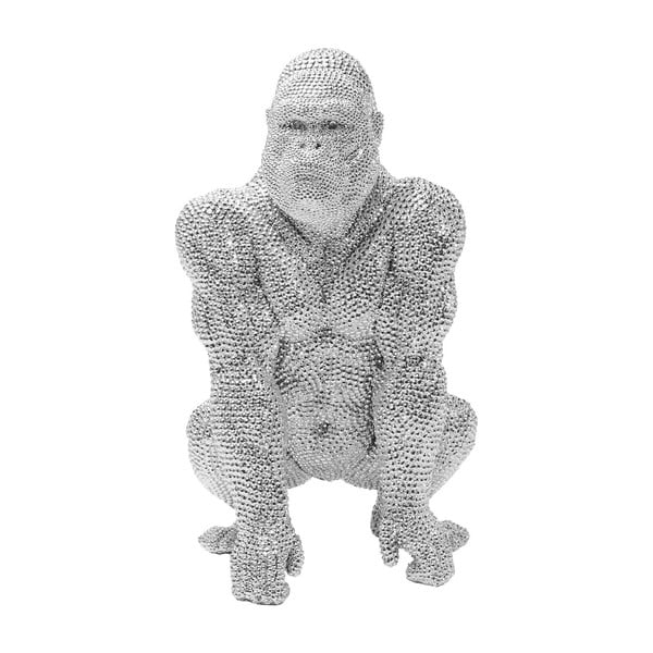 Statuetă decorativă Kare Design Gorilla, înălțime 46 cm, argintiu