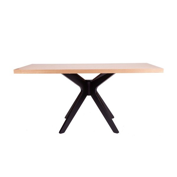 Masă cu picioarele negre sømcasa Shela, lungime 180 cm, maro deschis-image-1
