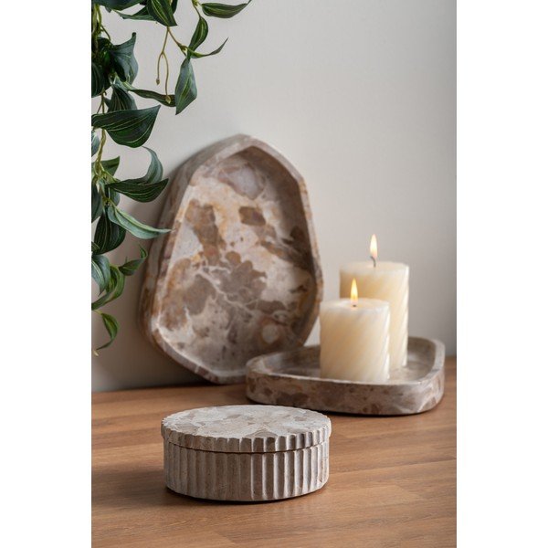 Cutie de depozitare maro deschis din piatră decorativă ø 15x6 cm Marble – PT LIVING-image-1
