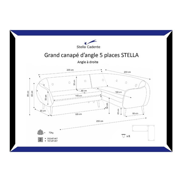 Colțar cu șezlong pe partea dreaptă Stella Grand, gri închis-image-4