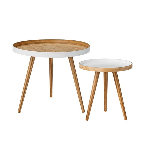 Măsuțe auxiliare 2 buc. rotunde din bambus ø 60 cm Cappuccino – Bloomingville