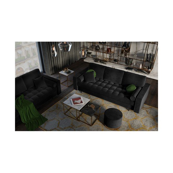 Canapea extensibilă din catifea Milo Casa Santo, negru-image-1