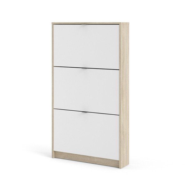 Pantofar alb/în culoare naturală cu deschidere înclinată cu aspect de lemn de stejar Shoes – Tvilum-image-3