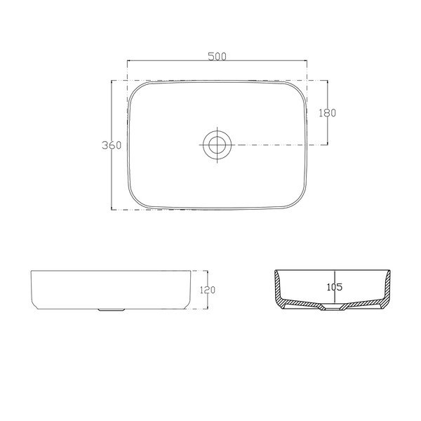 Chiuvetă din ceramică Sapho Infinity Rectangle, 50 x 36 cm, alb-image-3