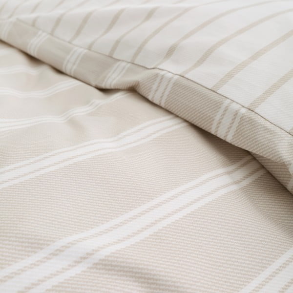 Lenjerie de pat bej din bumbac pentru pat dublu/extinsă 230x220 cm Ashford Stripe – Bianca-image-4