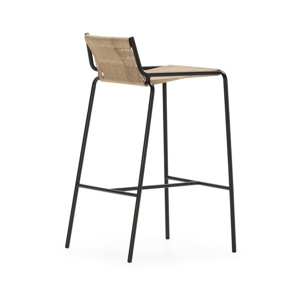 Scaun de bar bej din metal (înălțime șezut 65 cm) Emily – Marckeric-image-2